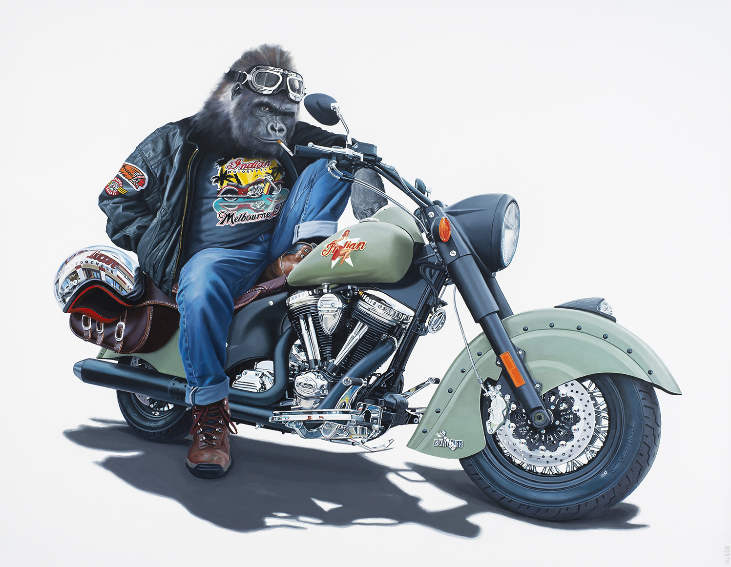 A gorilla on an Indian motorcycle - Tony South - Bomber and the Beast