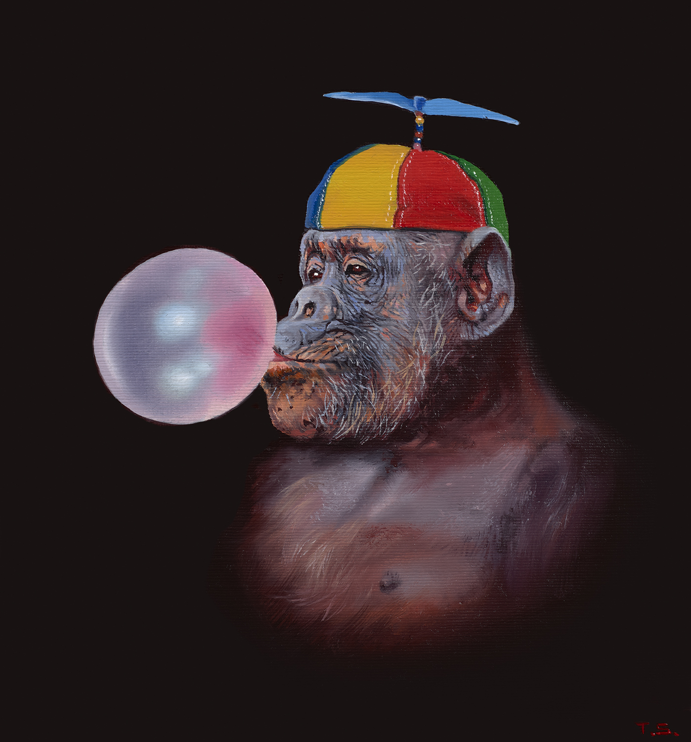 A monkey blowing a bubble - Tony South - Inflate