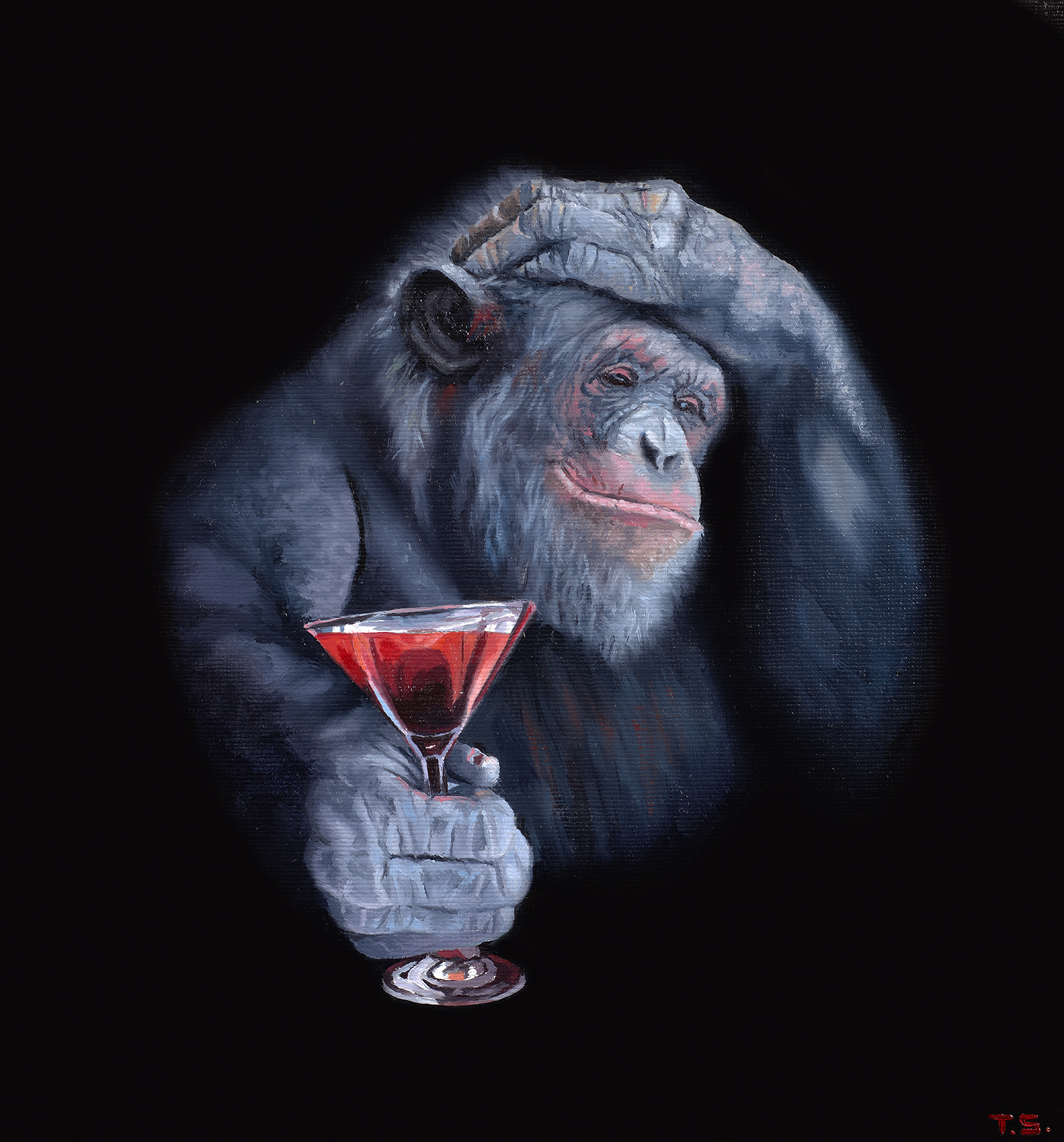 A monkey holding a cocktail - Tony South - But It Looked So Pretty