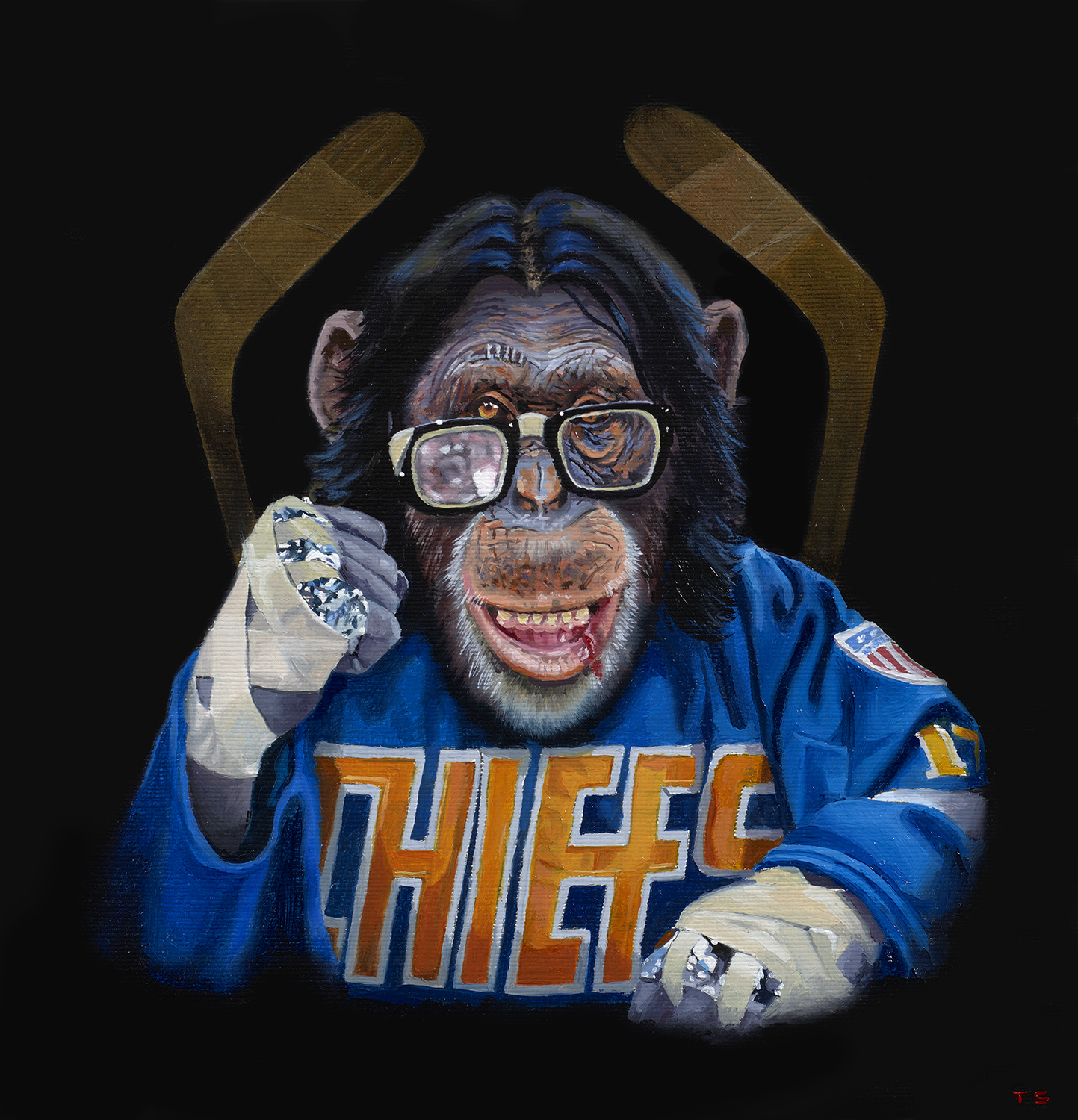A monkey dressed like a hockey player - Tony South - Puttin On The Foil