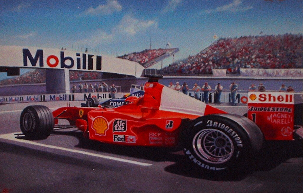 Ferrari race car on the track